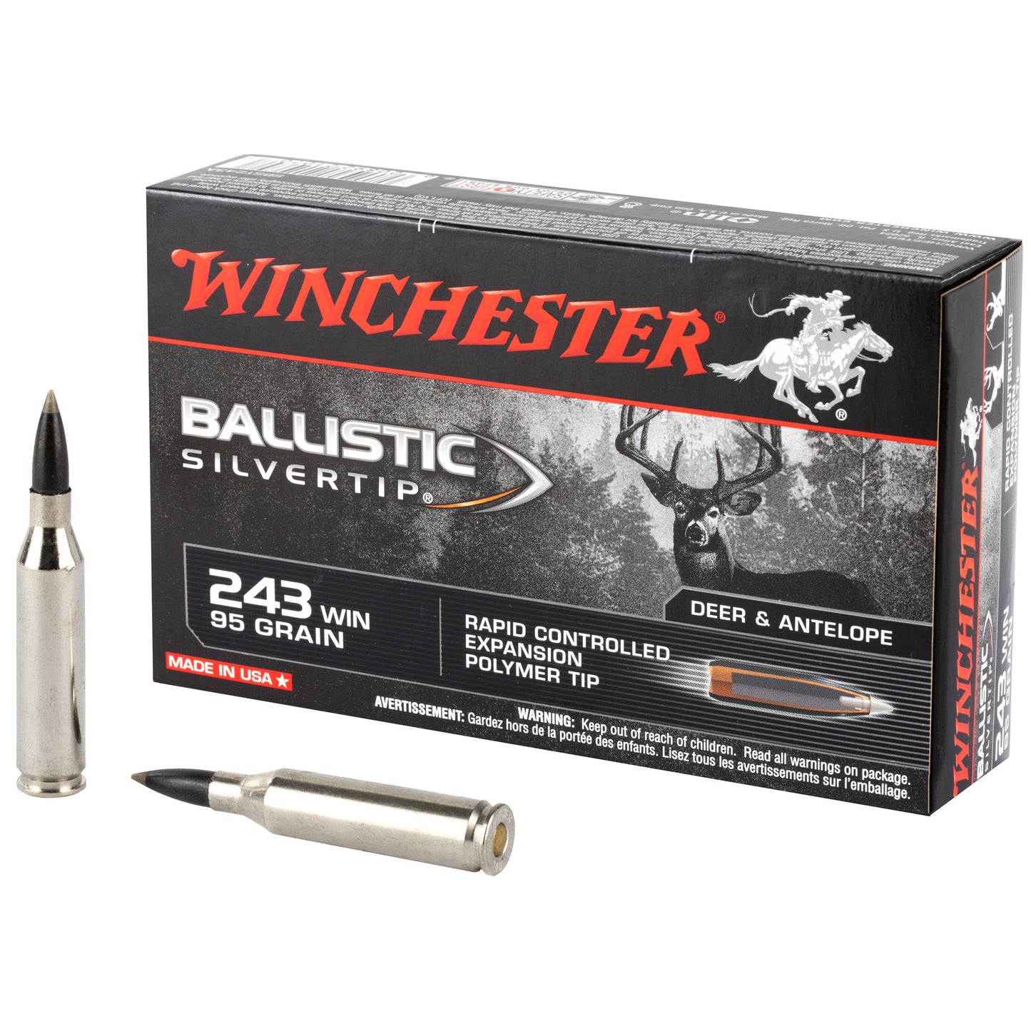 Winchester Ammunition, Supreme, 243WIN, 95 Grain, Supreme Ballistic Silvertip  (20 Round Box)