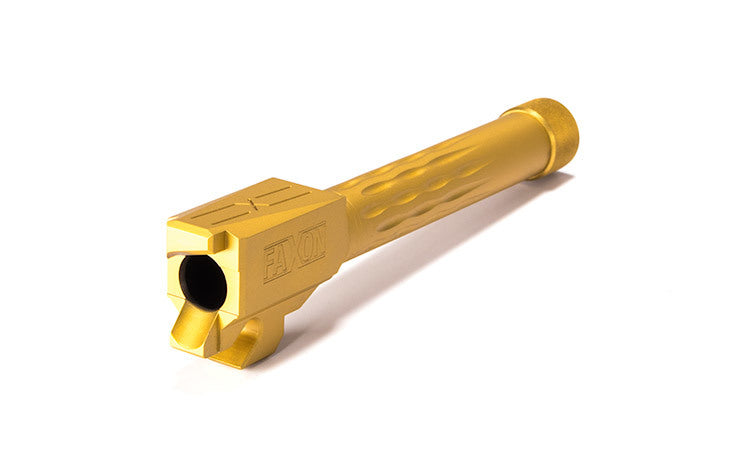 Faxon Firearms Match Series Sig P320 Compact Flame Fluted Barrel 416R - Threaded | TiN (Gold) PVD