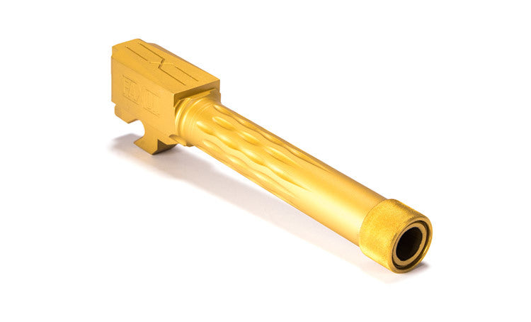 Faxon Firearms Match Series Sig P320 Compact Flame Fluted Barrel 416R - Threaded | TiN (Gold) PVD