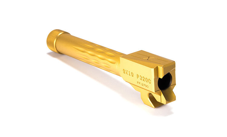 Faxon Firearms Match Series Sig P320 Compact Flame Fluted Barrel 416R - Threaded | TiN (Gold) PVD