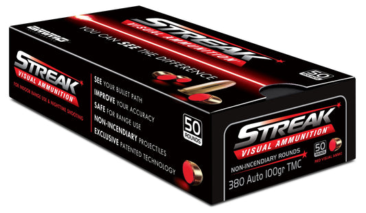 Ammo Inc STREAK Target .380 ACP Handgun Ammo - 100 Grain | TMC | Red | (50 Round Box)