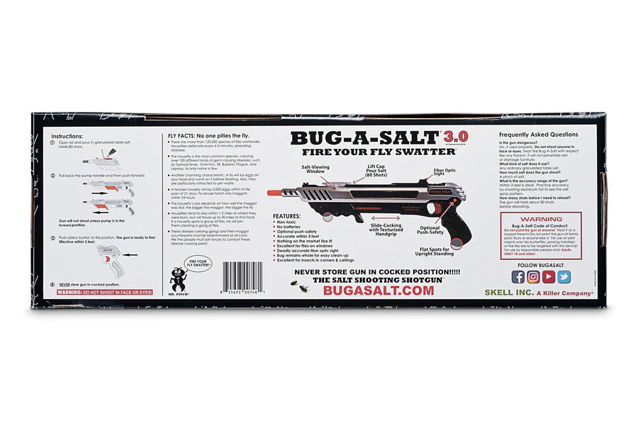 BUG-A-SALT ADVANCED COMBAT FIBER OPTIC 3.0 Pump Salt Shotgun - Silver | Green & Red fiber optic sights