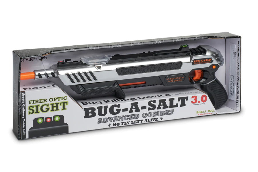 BUG-A-SALT ADVANCED COMBAT FIBER OPTIC 3.0 Pump Salt Shotgun - Silver | Green & Red fiber optic sights