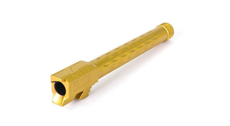 Faxon Firearms Match Series Glock G34 Flame Fluted Barrel 416R - Threaded | TiN (Gold) PVD