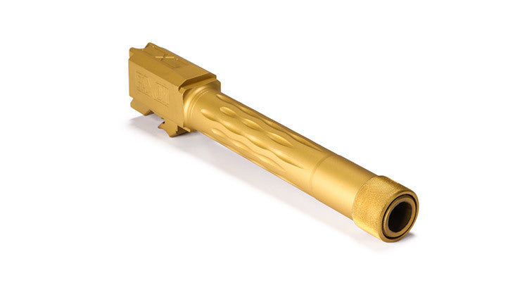 Faxon Firearms Match Series M&P Full Size Flame Fluted Barrel - Threaded | TiN (Gold) PVD