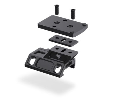 Swamp Fox Rebel Riser Mount - Black | RMR Footprint | Adjustable Height | Fits 1913 Picatinny Rail