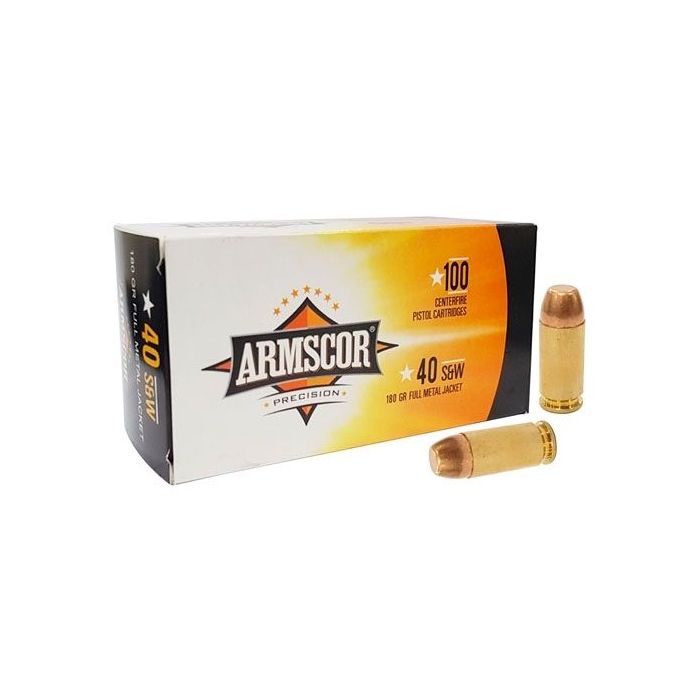 Armscor .40 S&W Pistol Ammo - 180 Grain | Full Metal Jacket | Philippines Mfg. (100 & 1200 Rounds)