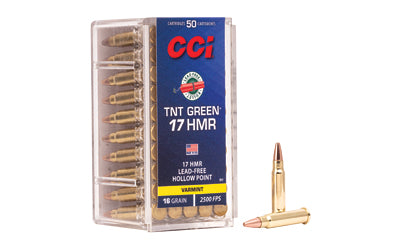 CCI Ammunition, TNTGreen, 17 HMR, 16 Grain, Hollow Point, Lead Free  (2000 Round Case)