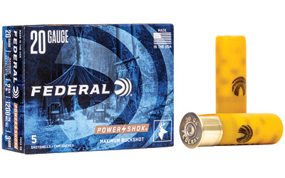 Federal, PowerShok, 20 Gauge, 2.75", 3 Buck, Max Dram, Buckshot, 20 Pellets  (250 Round Case)