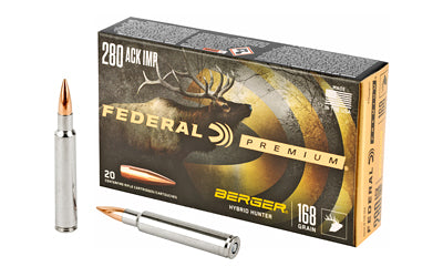 Federal, Premium, Berger Hybrid Hunter, 280 Ackley Improved, 168 Grain  (200 Round Case)