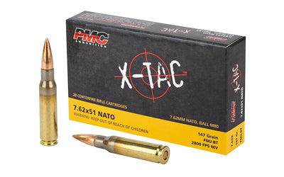 PMC Ammunition, XTAC, 762X51 NATO, 147 Grain | FMJ |  (500 Round Case)