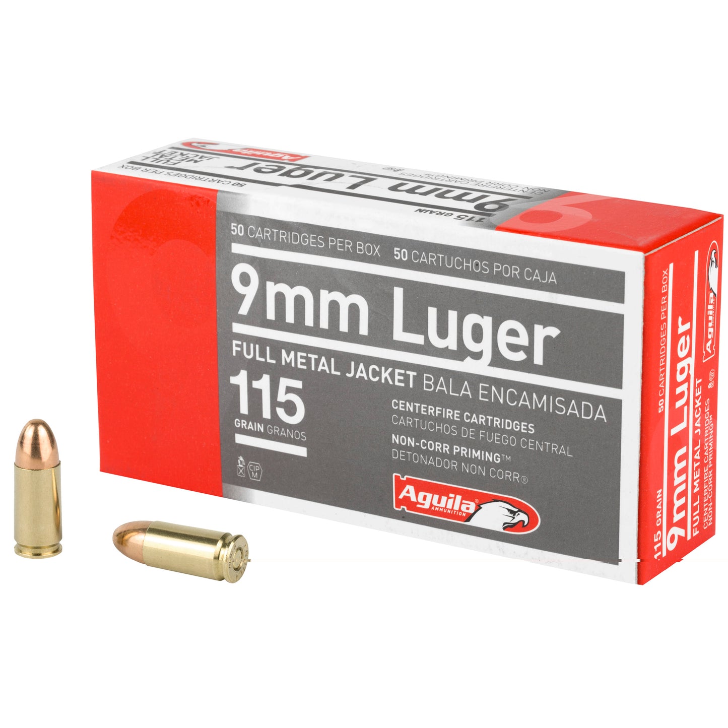 Aguila, 9mm Luger, 115 Grain, Full Metal Jacket,  FMJ (50 Round Box)