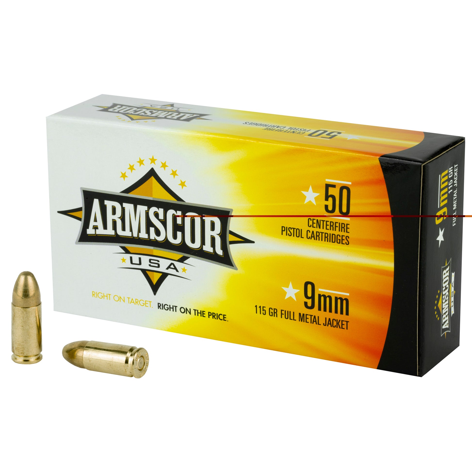 Armscor USA 9mm 115 Grain, Full Metal Jacket, FMJ (50 Round Box)