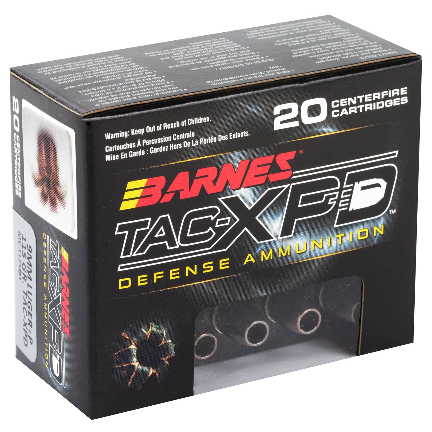 Barnes, TAC-XPD, 9MM+P, 115 Grain, TAC-XP | HP | Lead Free  (20 Round Box)