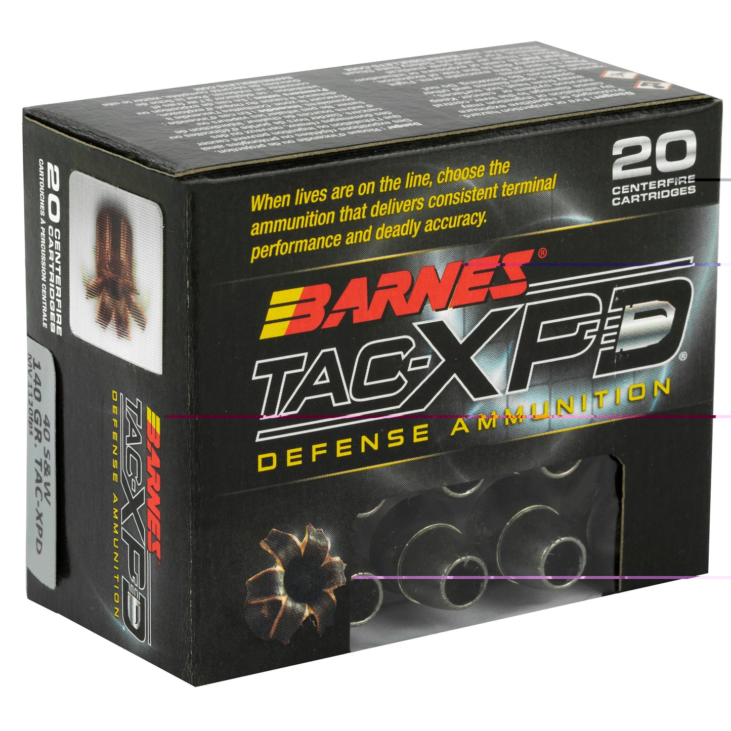 Barnes, TAC-XPD, 40S&W, 140 Grain, TAC-XP | HP | Lead Free  (20 Round Box)