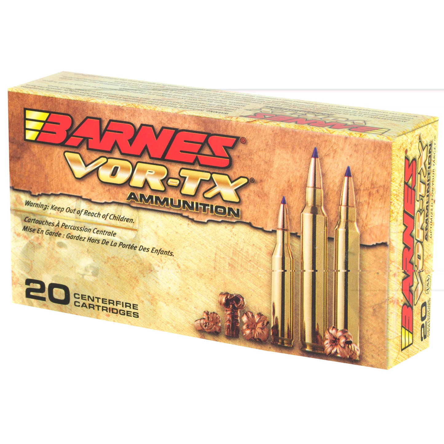 Barnes, VOR-TX, 243WIN, 80 Grain, Tipped Triple Shock X, Boat Tail, Lead Free  (20 Round Box)