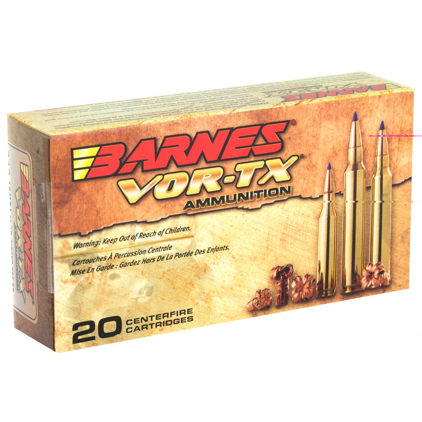 Barnes, VOR-TX, 243WIN, 80 Grain, Tipped Triple Shock X, Boat Tail, Lead Free  (20 Round Box)