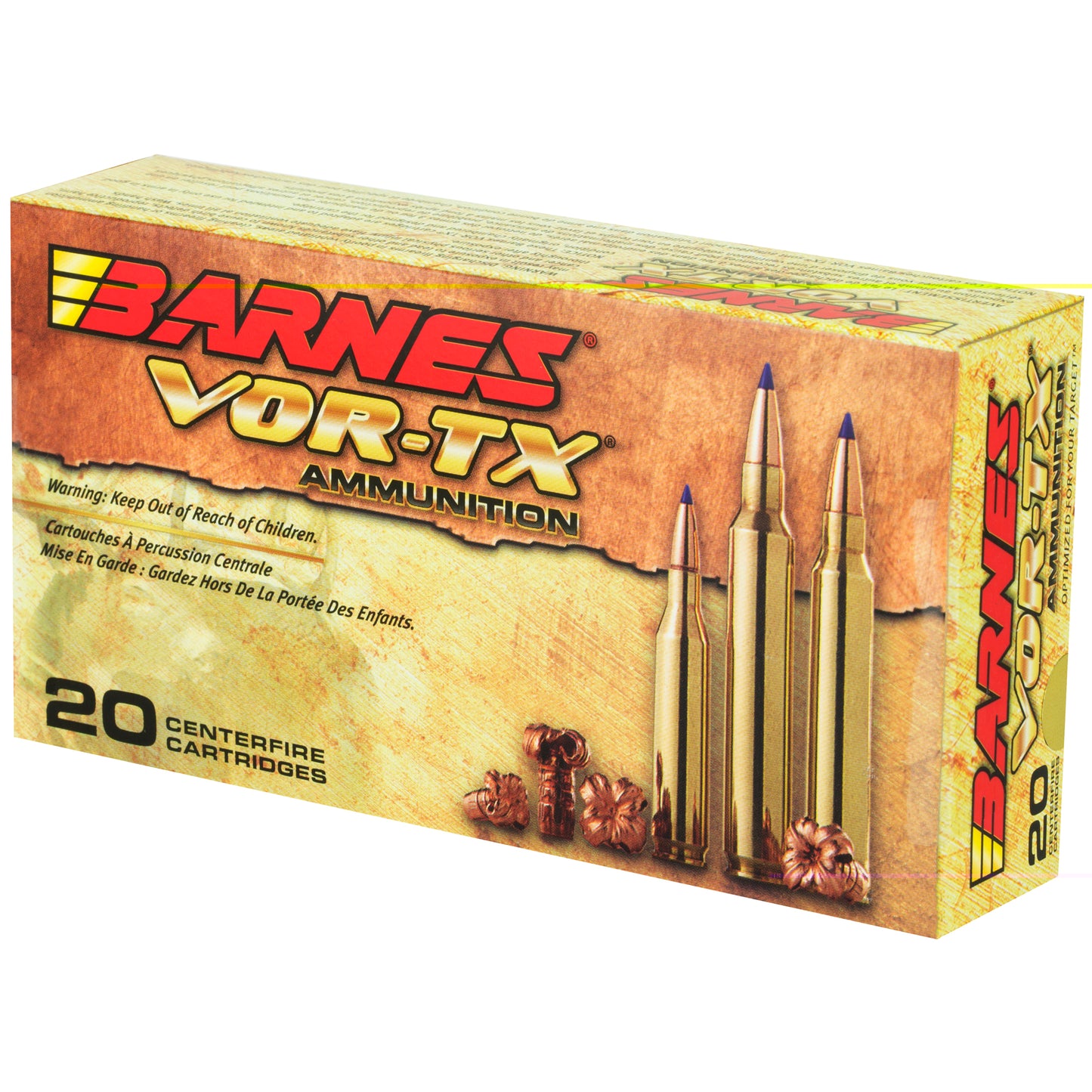 Barnes, VOR-TX, 308 Win, 150Gr, Tipped Triple Shock X, Boat Tail, 20 Round Box