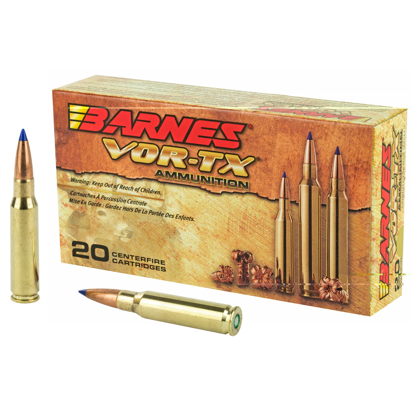 Barnes, VOR-TX, 308WIN, 168 Grain, Tipped Triple Shock X, Boat Tail, Lead Free, (200 Round Case)