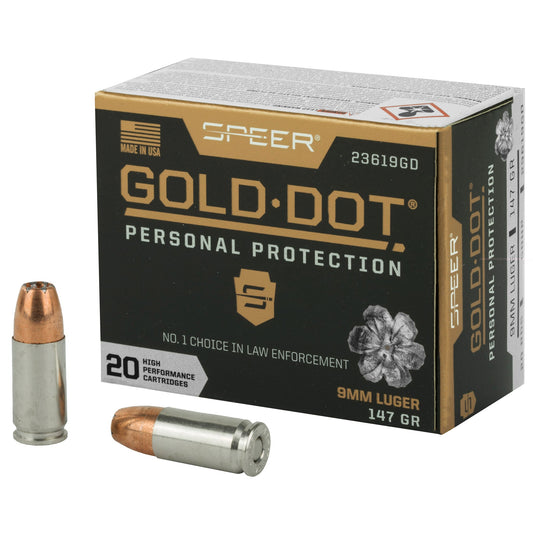 Speer Ammunition, Speer Gold Dot, Personal Protection, 9MM, 147 Grain, Hollow Point  (200 Round Case)