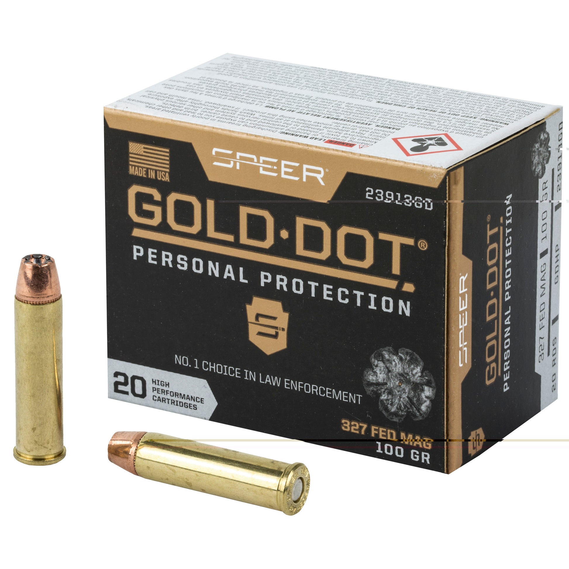 Speer, Gold Dot, Personal Protection, 327 Federal Magnum, 100 Grain | Gold Dot Hollow Point, DGHP | 20 Rounds per Box