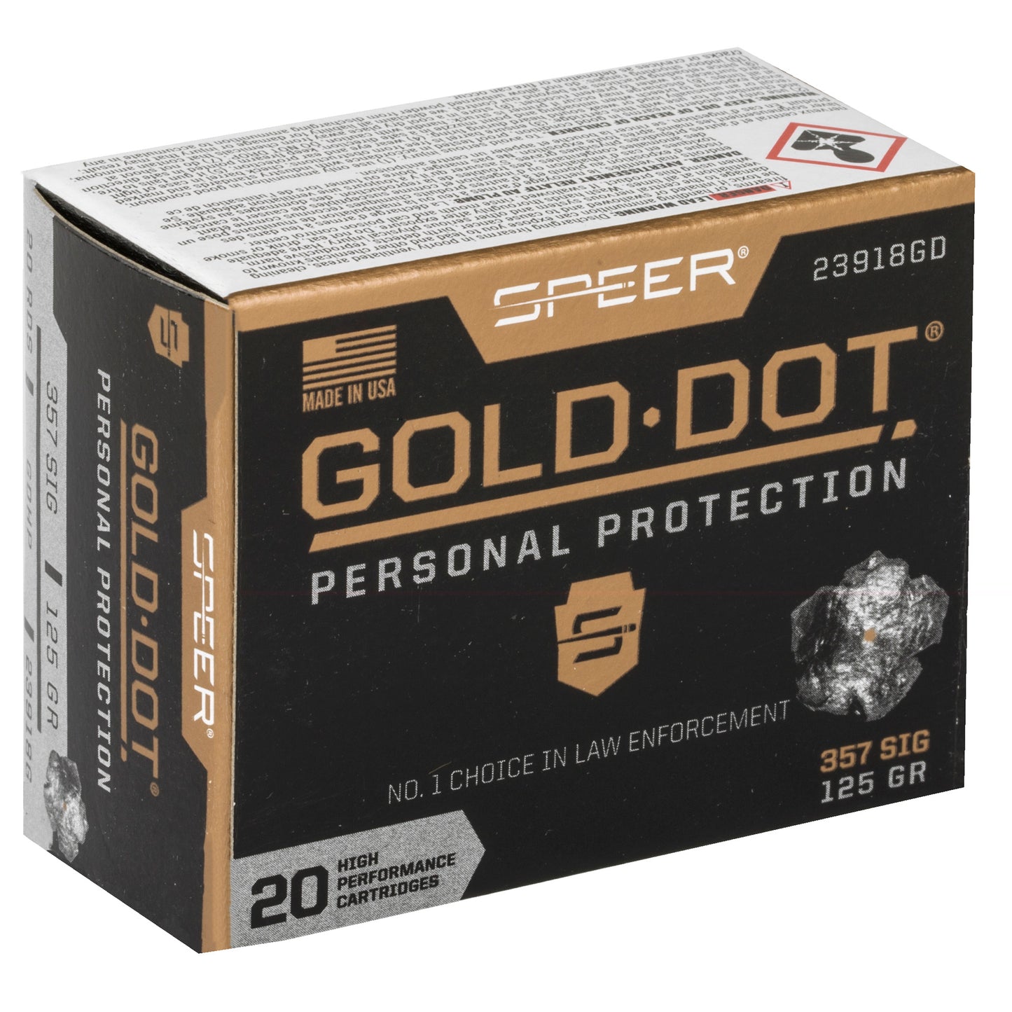 Speer Gold Dot 357sig 125gr Hollow Point (20 round Pack)