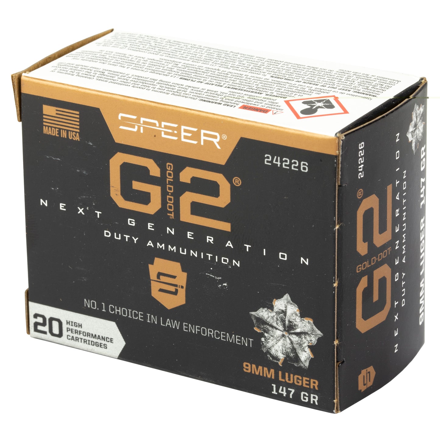 Speer Ammunition, Gold Dot G2, 9MM, 147 Grain | Gold Dot Hollow Point |  (20 Round Box)