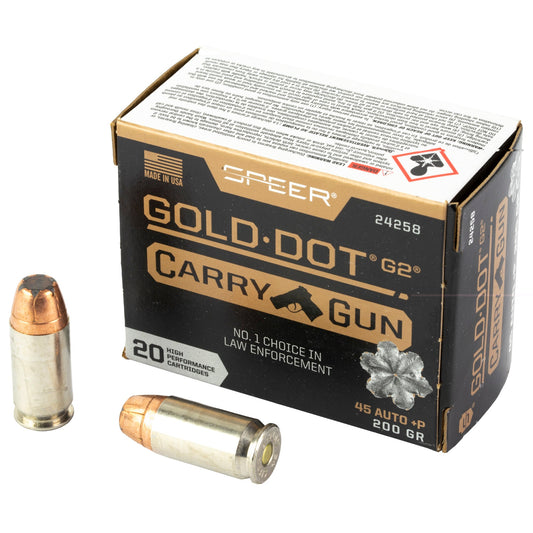 Speer Ammunition, Speer Gold Dot, 45 ACP, 200Gr, Gold Dot Hollow Point. (200 Round Case)