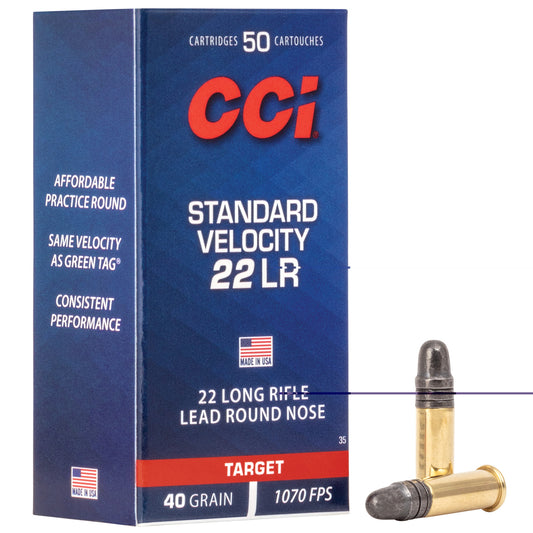 CCI Ammunition, Standard Velocity, 22LR, 40 Grain, Lead Round Nose, (5,000 RD CASE)