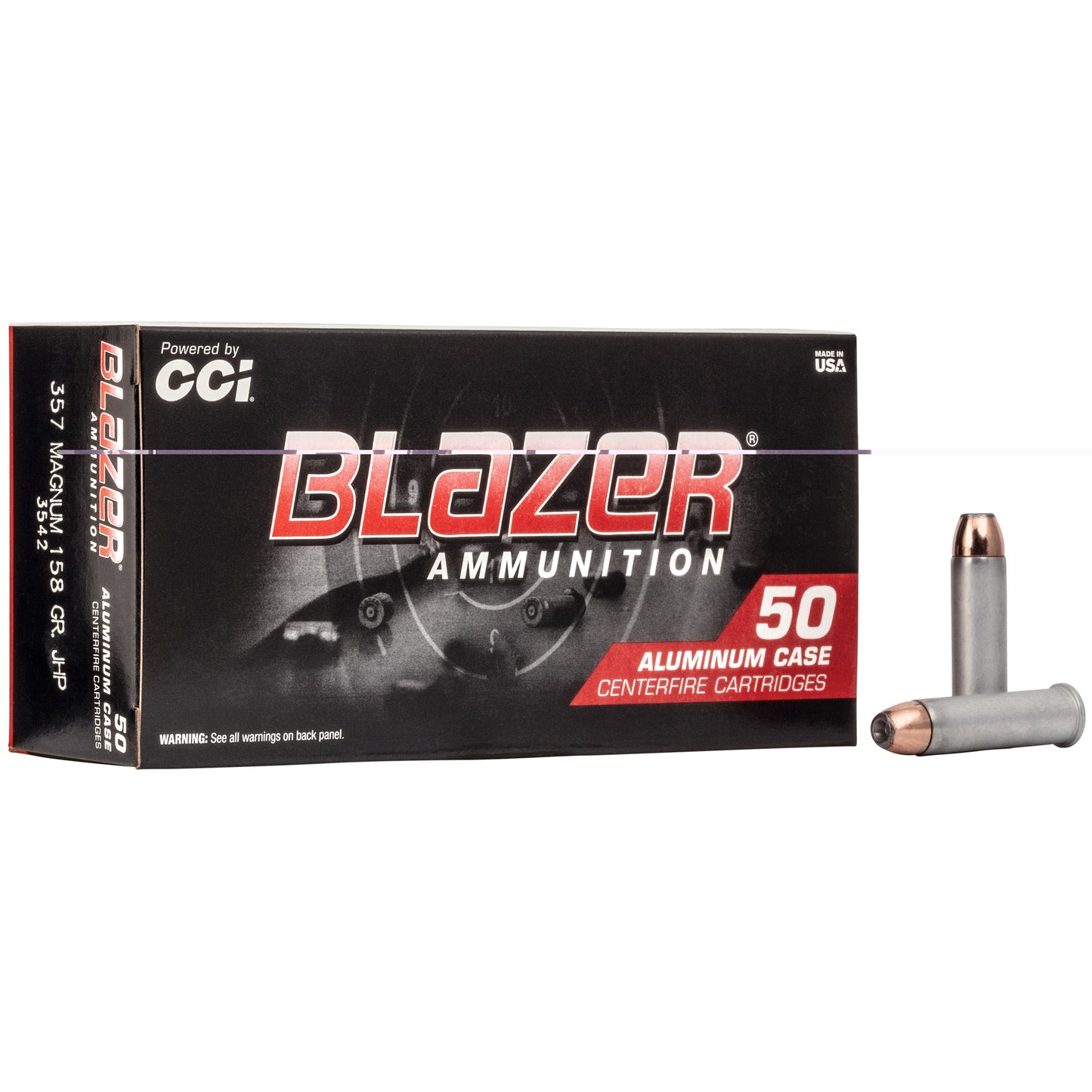 CCI, Blazer Ammunition, .357 Magnum, 158grain | Jacketed Hollow Point, JHP | 50 Rounds per Box