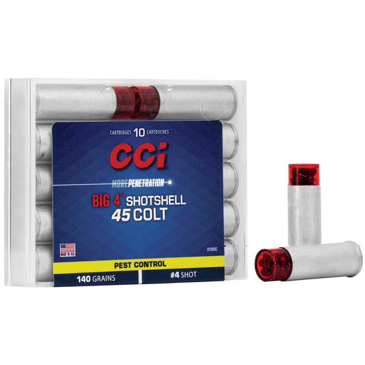 CCI, More Penetration, Big 4 Shotshell, .45 Colt, Pest Control, 140 Grain, #4 Shot, 10 Rounds per Box 