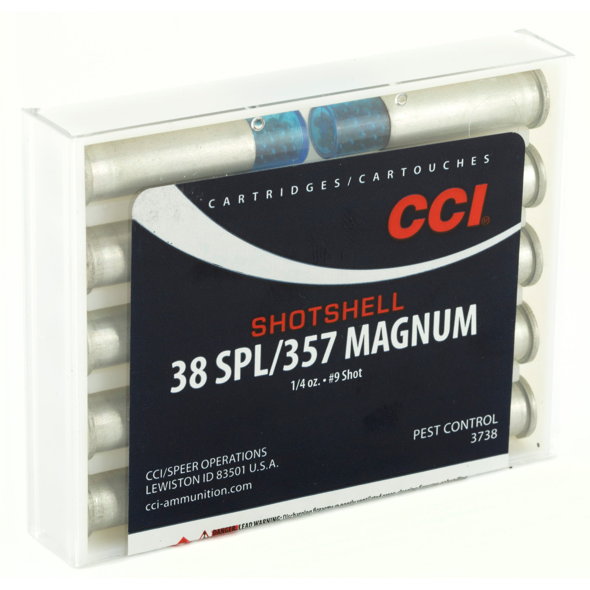 CCI, Shotshell, 38 Special/357 Magnum, Pest control, 100grain, #9 shot, 10 Rounds per Box 