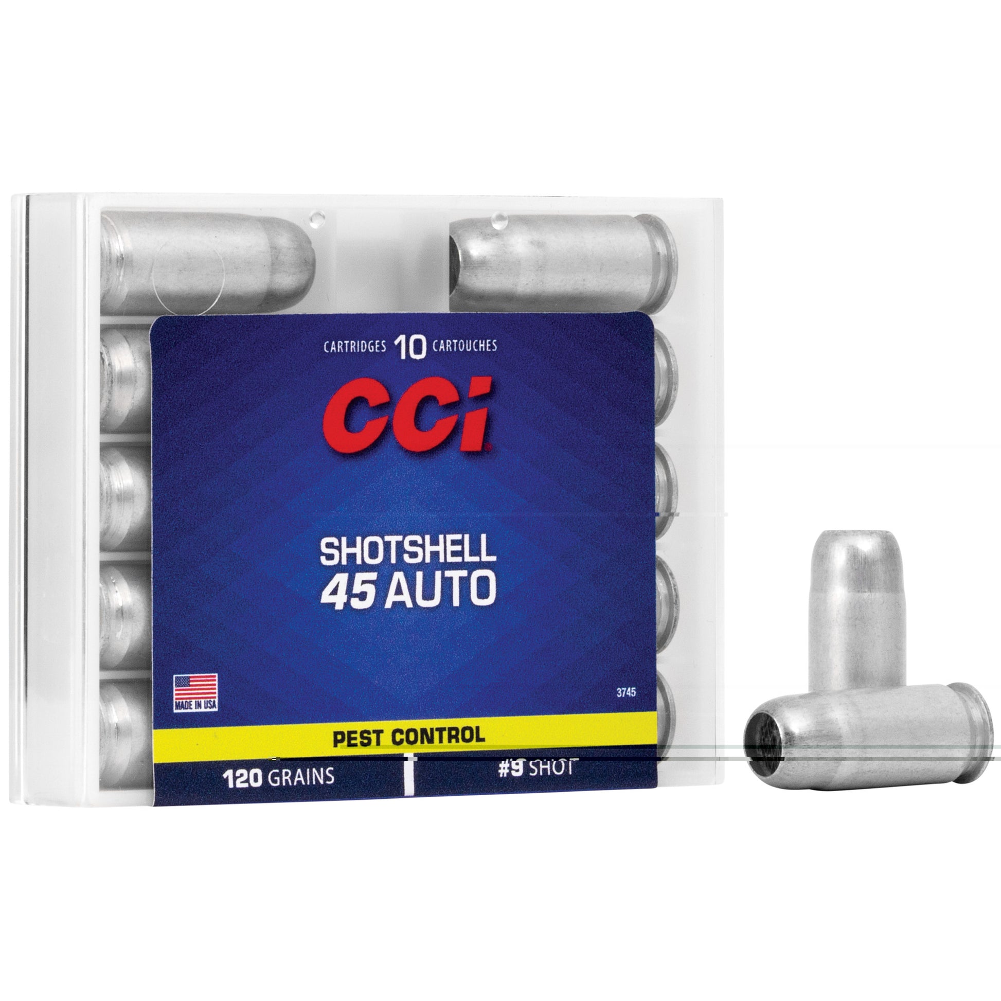 CCI, Shotshell, .45 Auto, Pest control, 120 Grain, #9 Shot, 10 Rounds per Box