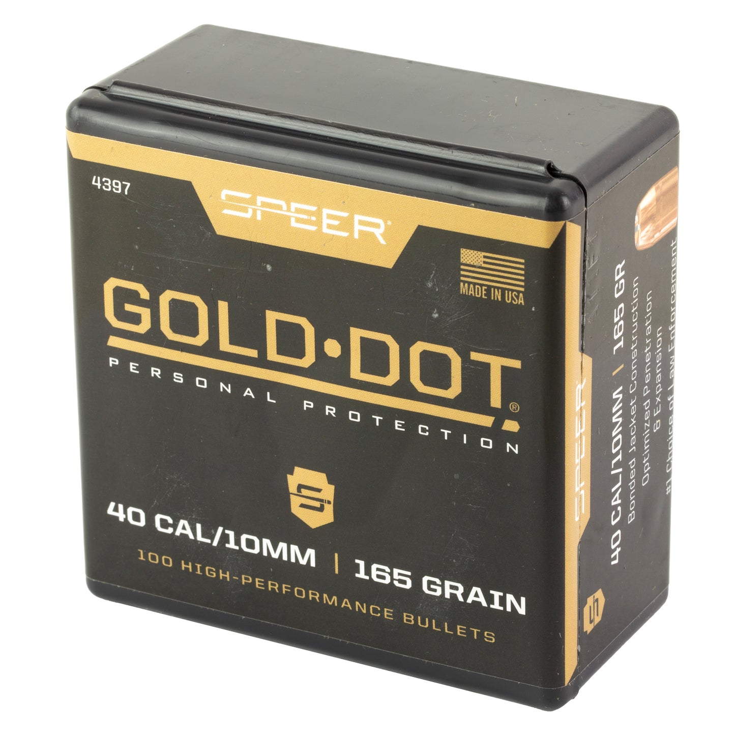 Speer Ammunition, Gold Dot, .400 Diameter, .40 Caliber , 165 Grain, Hollow Point, 100 Count