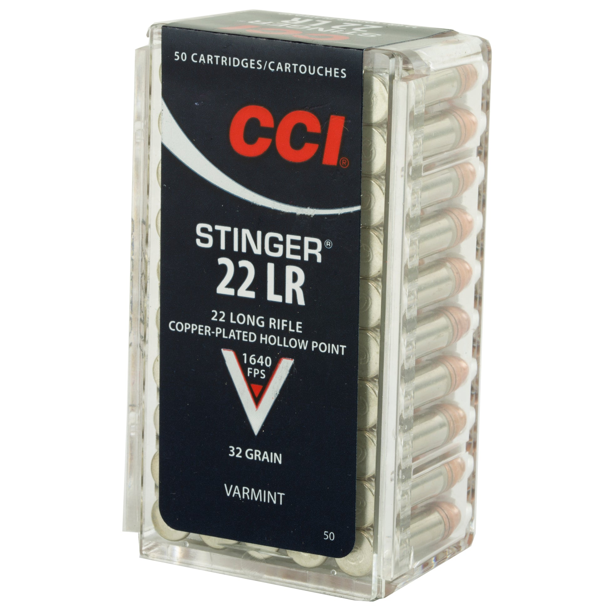 CCI Ammunition, Stinger, 22LR, 32 Grain, Gilded Lead Hollow Point, 50 Round Box WARNING