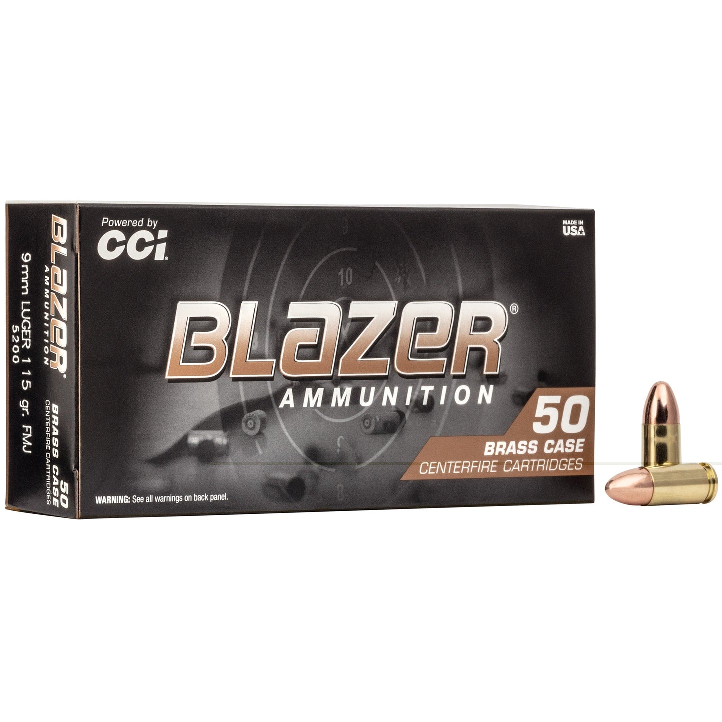 Blazer Ammunition, Blazer Brass, 9mm, 115 Grain, Full Metal Jacket  (1000 Round Case)