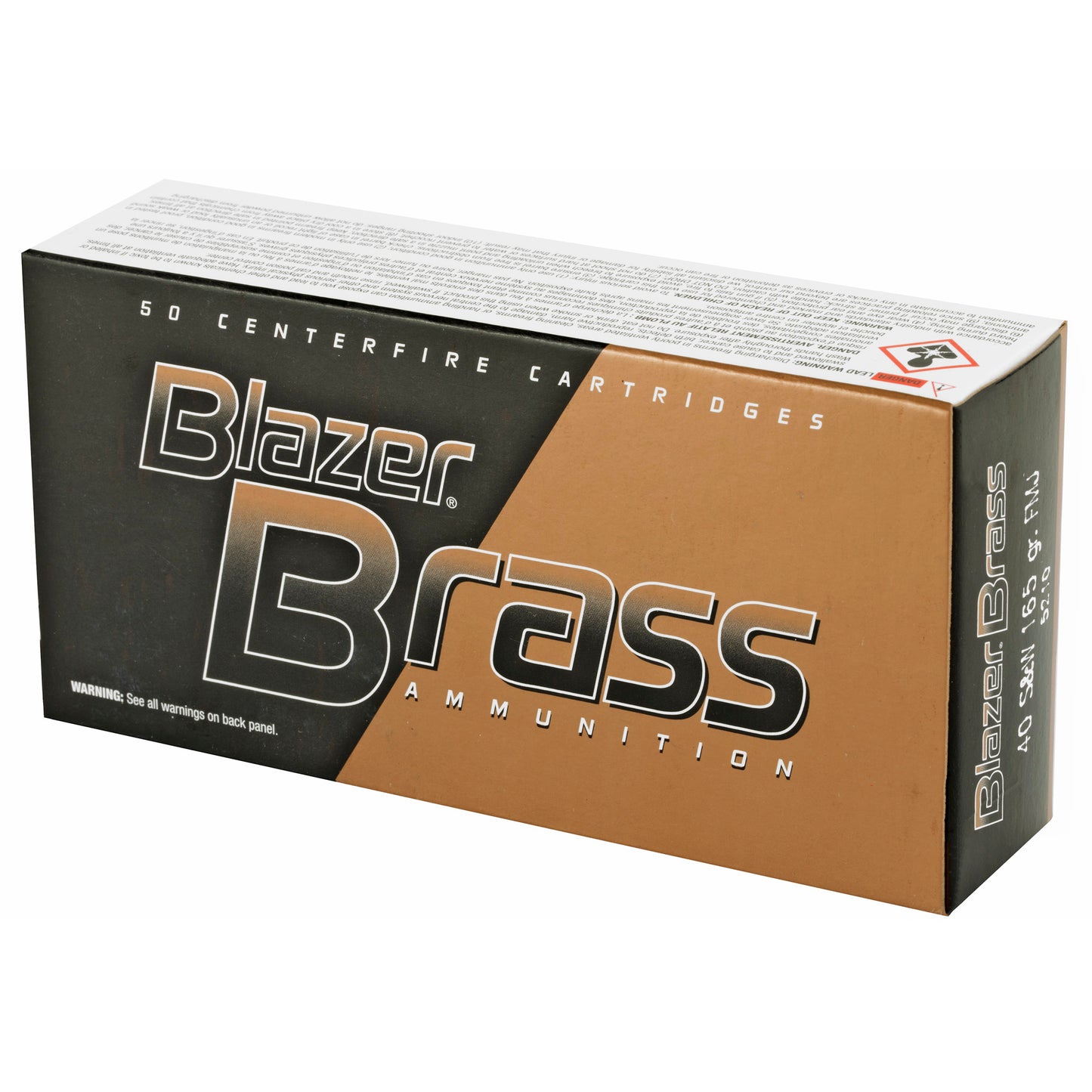 Blazer Ammunition, Blazer Brass, 40 S&W, 165 Grain | FMJ |  (50 Round Box)