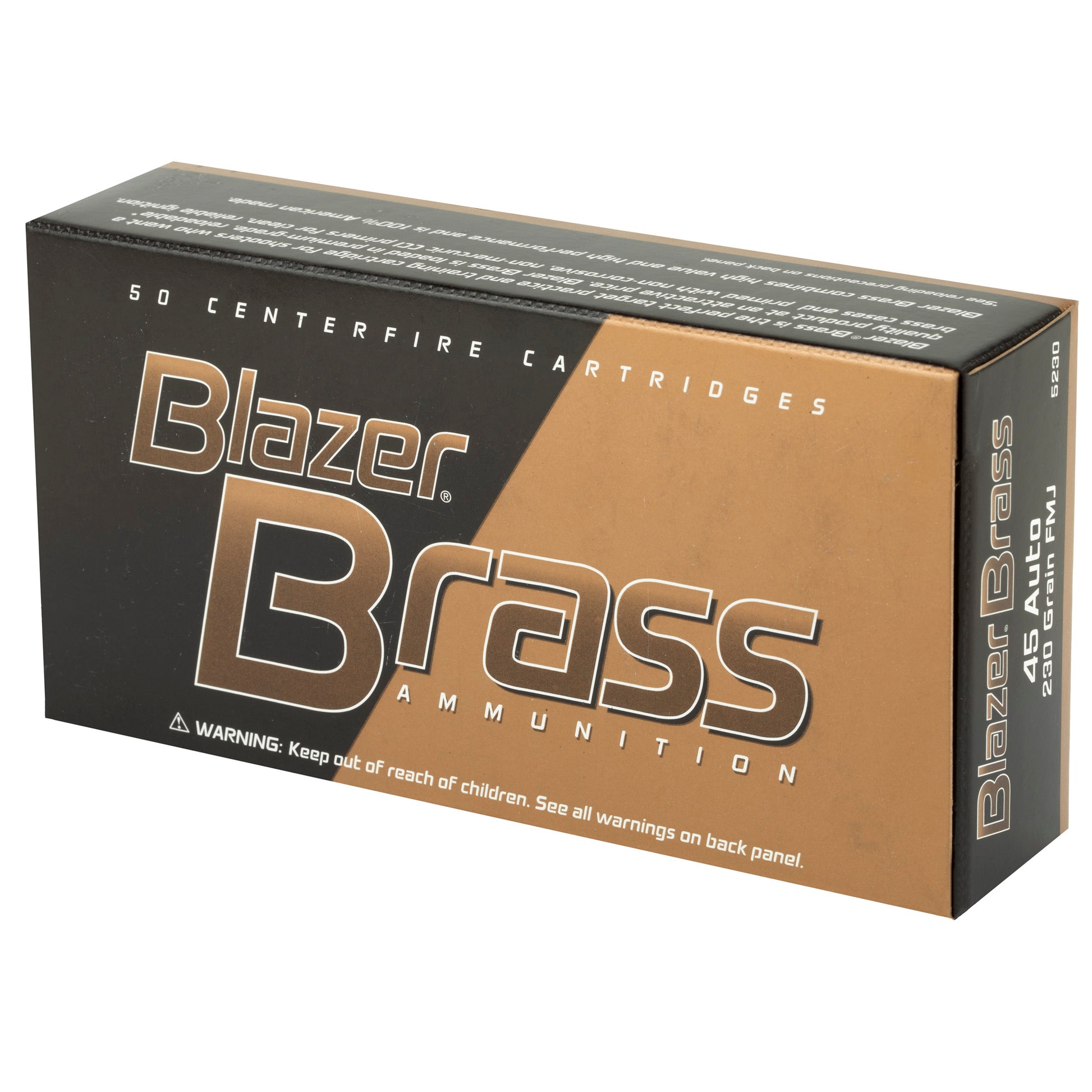 CCI, Blazer Brass Ammunition, .45 Auto, 230 Grain | Full Metal Jacket, FMJ | 50 Rounds per Box 