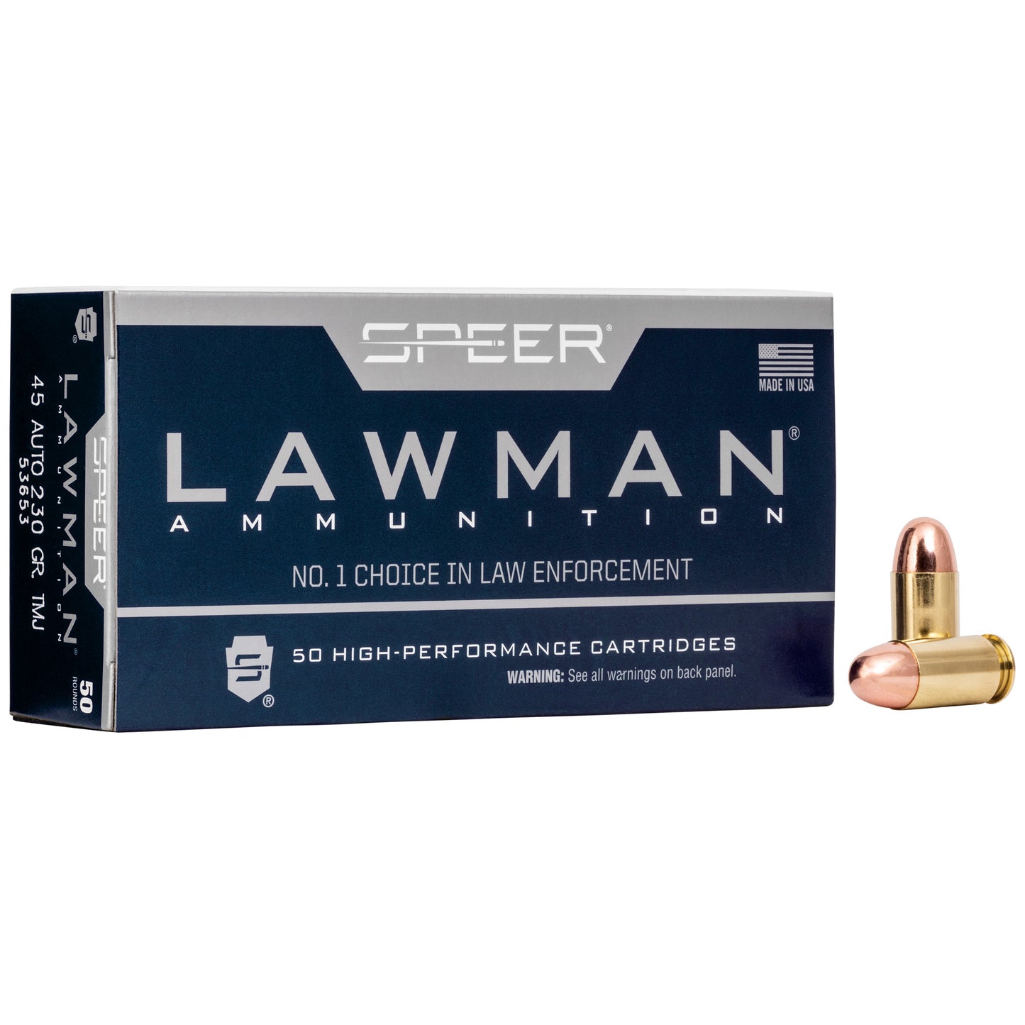 Speer, Lawman Ammunition, .45 Auto, 230 Grain | Total Metal Jacket, TMJ | 50 Rounds per Box