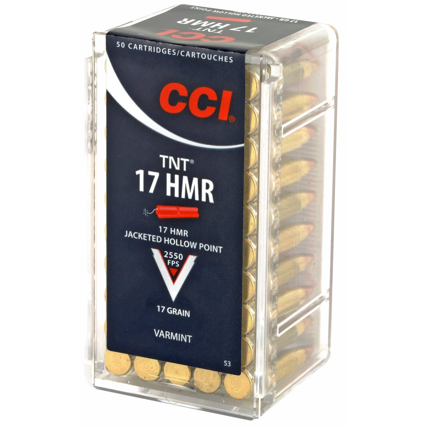 CCI Ammunition, TNT, 17 HMR, 17 Grain, Jacketed Hollow Point  (50 Round Box)