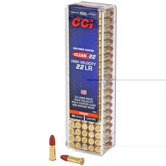 CCI Ammunition, High Velocity, 22 LR, 40 Grain, Lead Round Nose, 100 Round Box