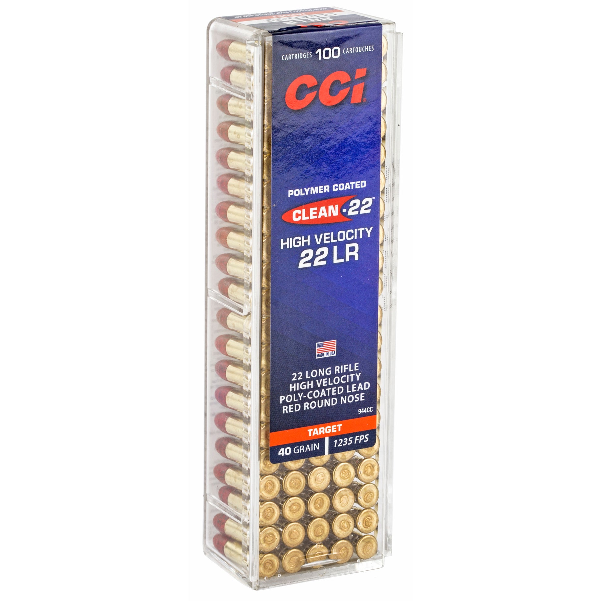 CCI Ammunition, High Velocity, 22 LR, 40 Grain, Lead Round Nose, 100 Round Box