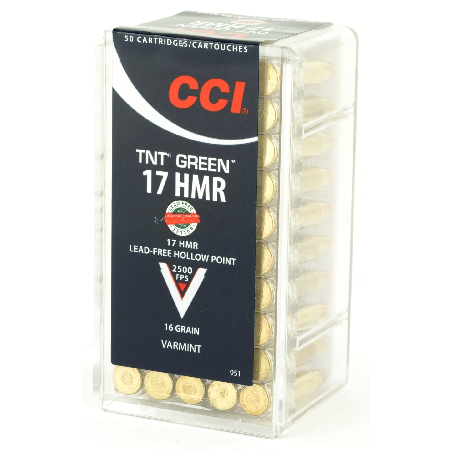 CCI Ammunition, TNTGreen, 17 HMR, 16 Grain, Hollow Point, Lead Free  (50 Round Box)