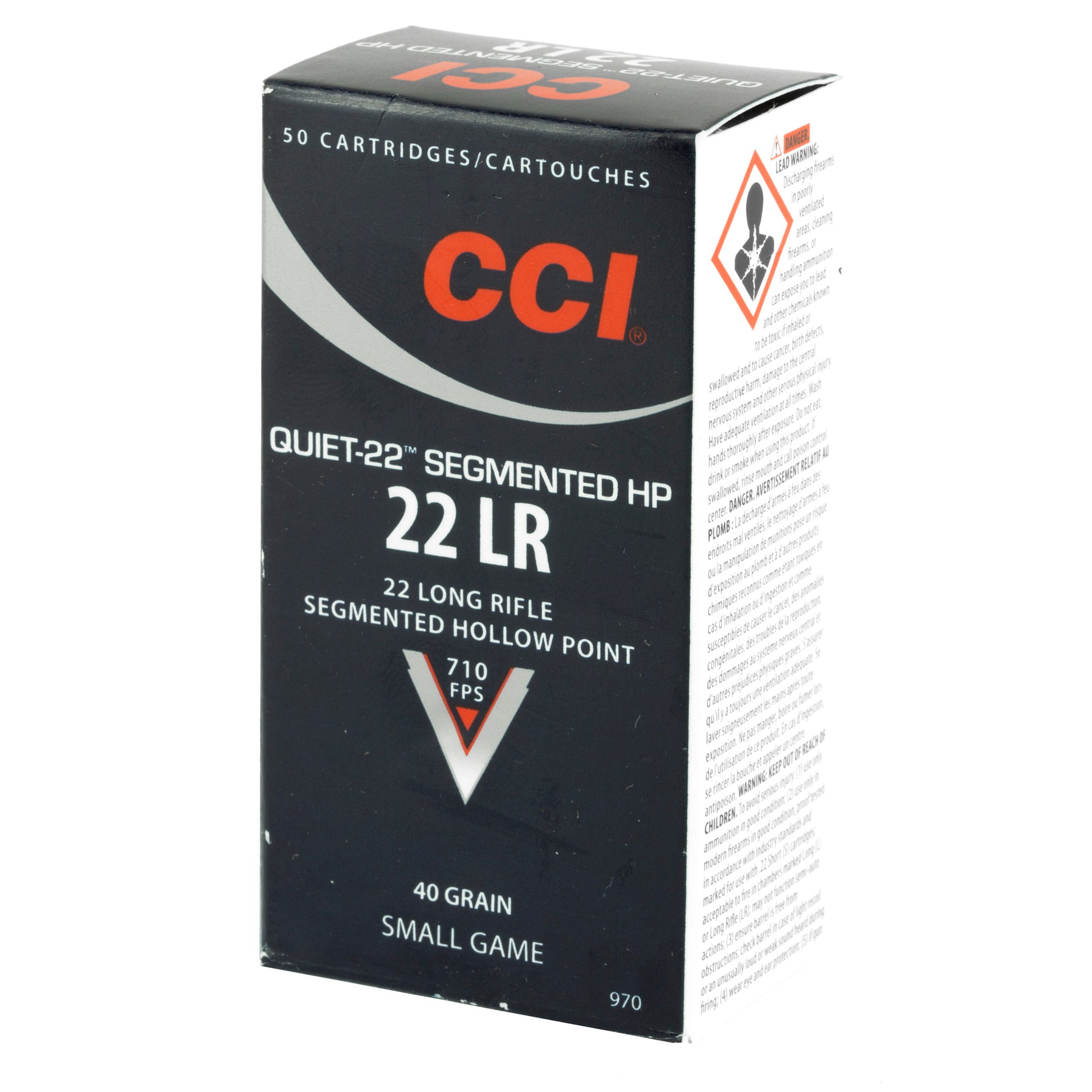 CCI Ammunition, Hunting, 22LR, 40 Grain, Segmented Hollow Point, 50 Round Box