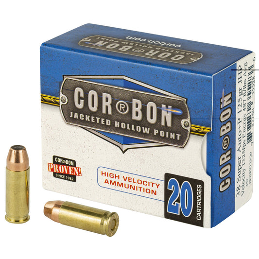 Corbon Ammo, Self Defense, 38 Super, 125 Grain, Jacketed Hollow Point, +P, (500 Round Case)