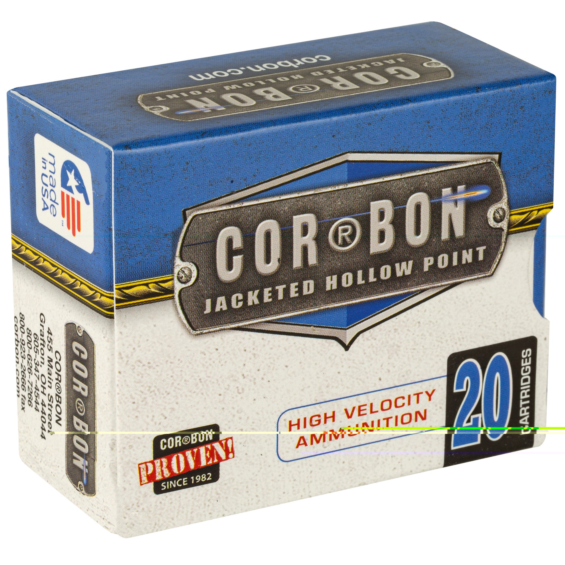 Corbon, .38 Super Auto, Overpressure Ammunition, +P, High Velocity Ammunition, 125 Grain | Jacketed Hollow Point, JHP | 20 Rounds per Box