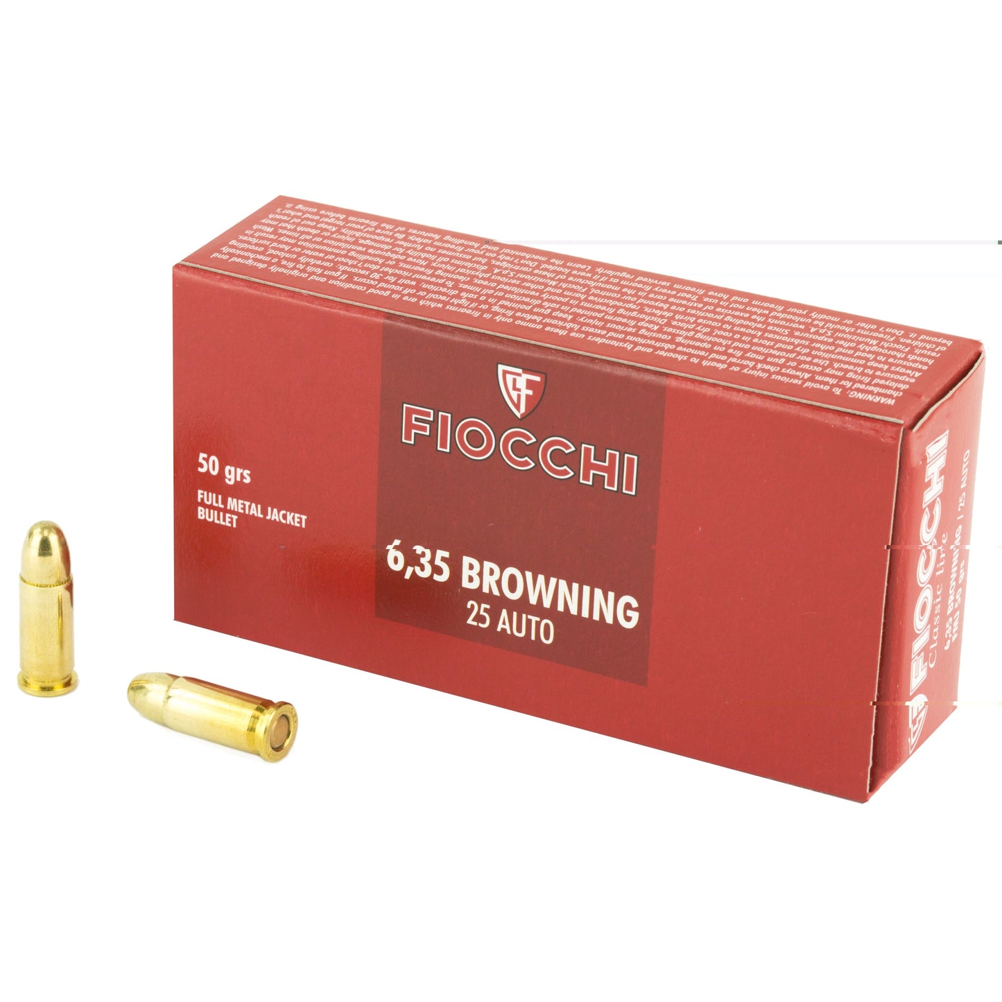 Fiocchi Ammunition, Centerfire Pistol, 25ACP, 50 Grain, Full Metal Jacket, 1,000 Round Case