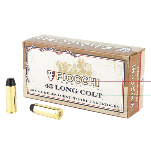 Fiocchi Ammunition, Centerfire Pistol, 45 Long Colt, 250 Grain, Lead Round Nose Flat Point  (500 Round Case)