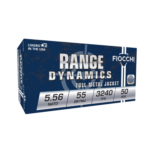 Fiocchi Ammunition, Rifle, 5.56 NATO, 55 Grain, Full Metal Jacket Boat Tail, M193  (50 Round Box)