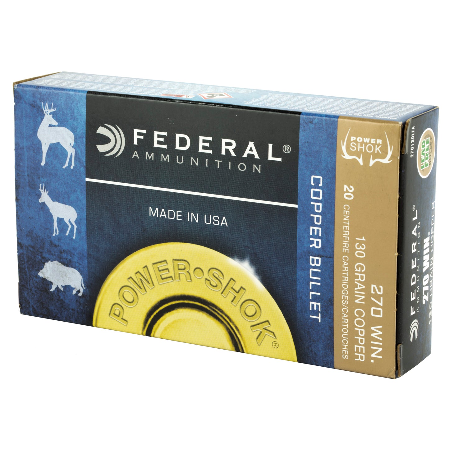 Federal, PowerShok, 270 Win, 130 Grain, Copper, Lead Free  (20 Round Box)